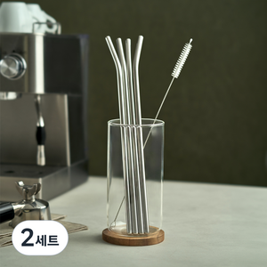 에스테반호프 스텐 스트로우 커브형 30cm 4p + 세척솔 세트, 2세트, 4개입