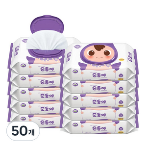 순둥이 프리미엄 엠보싱 아기 물티슈 캡형, 65g, 70매, 50개