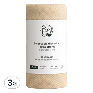 프로그 일회용 수세미 엑스트라 스트롱 60p, 베이지, 60개입, 3개