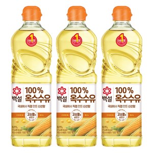 백설 옥수수유, 900ml, 3개