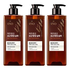 려 맥주효모 모근영양 탈모증상케어 샴푸, 600ml, 3개