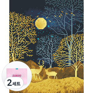 디클레어 액자 캔버스형 보석십자수 DIY 키트 40 x 50 cm, 황금사슴, 2세트