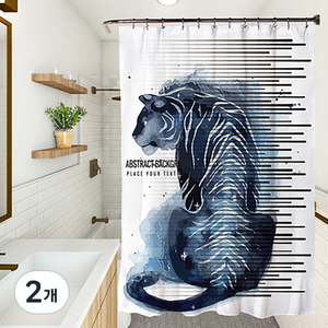 마켓에이 유니크 에니멀픽쳐 샤워커튼 YL004 180 x 180 cm, 2개, 멀티(혼합)컬러