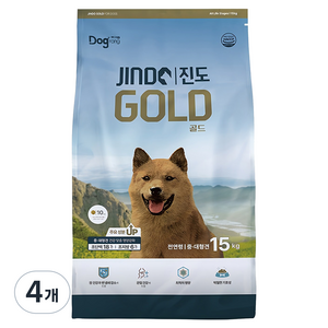 도그랑 전연령 강아지 진도 골드 건식사료, 곡물, 15kg, 4개