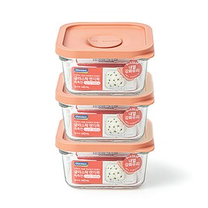 글라스락 렌지쿡 촉촉한 햇밥용기 정사각 무드브릭, 1세트, 440ml
