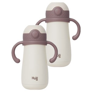 마더케이 허그 스테인리스 빨대컵, 350ml, 2개, 플럼