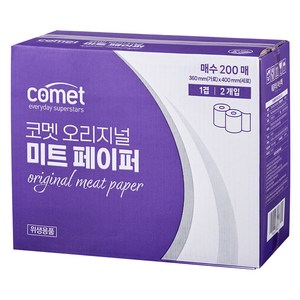 코멧 오리지널 천연펄프 미트 페이퍼 200매, 2롤, 1개
