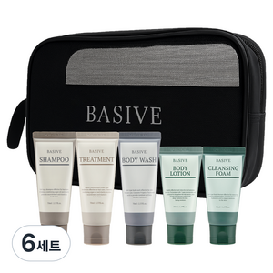 베이시브 여행용 세면도구 5종 메쉬파우치, 6세트