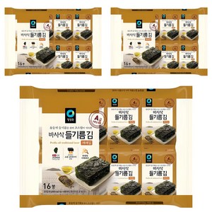 청정원 들기름 바사삭김, 64g, 3개
