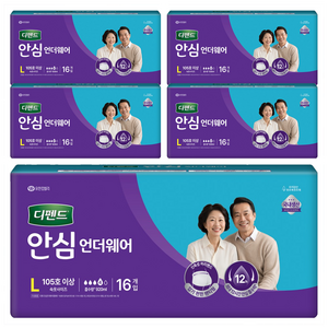 디펜드 남녀공용 안심 언더웨어 성인기저귀, 대형, 16개입, 5개