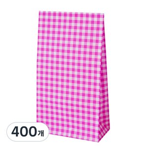 도나앤데코 체크 선물포장 종이봉투 페이퍼백, 퍼플, 400개