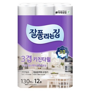 잘풀리는집 천연펄프 키친타올, 12롤, 1개