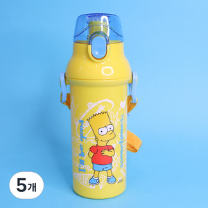 릴팡 아동용 심슨 앵커 원터치 어깨끈 물통, 혼합색상, 480ml, 5개