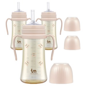 토비앤몰리 PPSU 빨대컵, 280ml, 3개, 돗람이 핑크