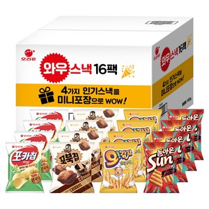 오리온 와우스낵 선물세트 16팩, 포카칩 + 꼬북칩 + 오감자 + 돌아온썬칩, 1세트