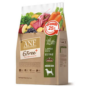 ANF 전연령 식스프리 플러스 인도어 독 건식사료, 양+쌀, 5.6kg, 1개