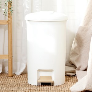 블랑오브제 원형 페달 휴지통 20L, 화이트 + 베이지