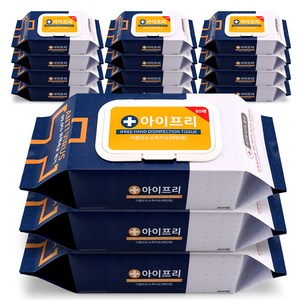 아이프리 더클린 에탄올 손소독티슈 캡형, 80매, 15개