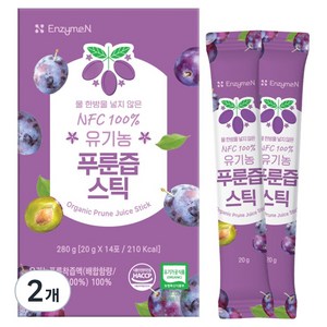 엔자임엔 NFC 100% 유기농 푸룬즙 스틱 14포, 280g, 2개