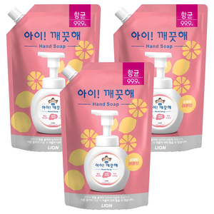 아이깨끗해 항균 폼 핸드솝 리필 레몬향, 600ml, 3개