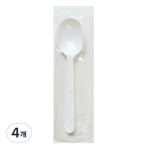 생활을그리다 도시락 디저트 일회용 스푼 개별포장 베스트 화이트, 4개, 100개입