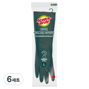 스카치브라이트 3M 고리형 고무장갑, 다크그린, 대(L), 6세트