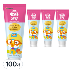 뽀로로 저불소 치약 혼합과일향, 90g, 100개