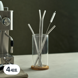 에스테반호프 스텐 스트로우 커브형 22.5cm 2p + 커브형 30cm 2p + 세척솔 세트, 4세트, 4개입