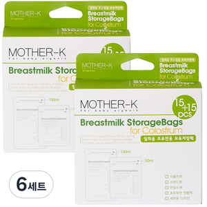 마더케이 일회용 초유전용 모유저장팩 100ml + 50ml 세트, 30매, 6세트