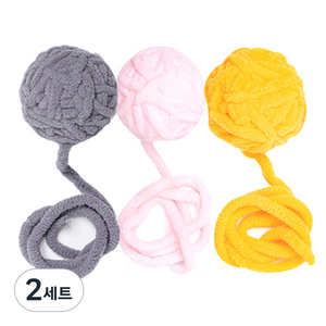 딩동펫 극세사 실타래 고양이 장난감 3종 세트, 혼합색상, 2세트