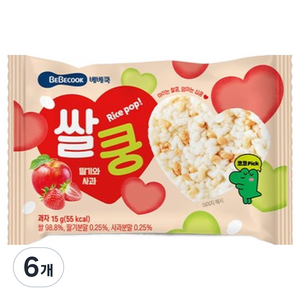 베베쿡 쌀쿵, 혼합맛(딸기/사과), 15g, 6개