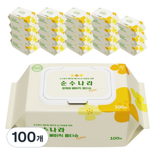 순수나라 올케어 베이직 물티슈 캡형, 100개, 40g, 100매