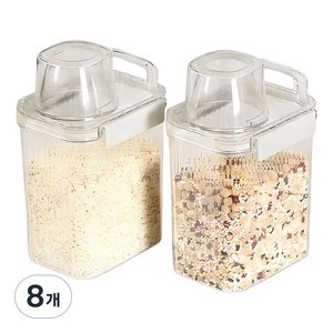 달팽이리빙 퀴진드마망 밀폐 잡곡통 1300ml, 투명, 8개