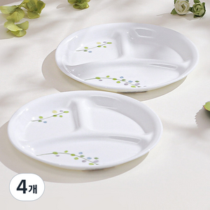 코렐 그린 딜라이트 삼절 접시 소, 혼합색상, 4개