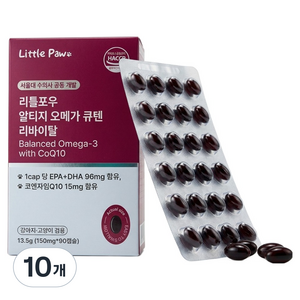 리틀포우 반려동물 알티지 CoQ10 리바이탈, 10개, 오메가3, 90정