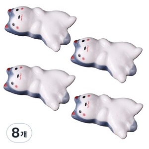 누워있는 시바이누 세라믹 젓가락 받침 홀더, 그레이, 8개