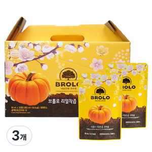 브롤로 리얼착즙 호박즙 스탠딩 파우치형 20p, 3개, 1.8L