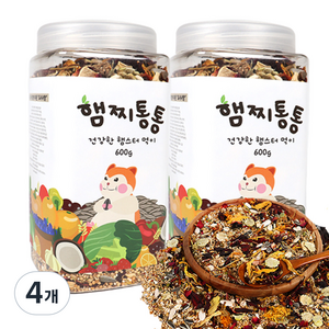 리프패럿 햄찌통통 건강한 햄스터 먹이 사료, 600g, 4개