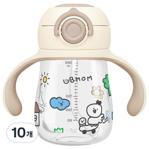 유비맘 트라이탄 데일리 원터치 빨대컵, 260ml, 10개, 초코