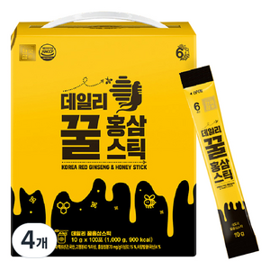 한국삼 데일리 꿀홍삼스틱, 100회분, 4개