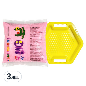 스노우키즈 전분놀이 가루놀이 반죽놀이 플레이파우더 핑크 + 퍼니 트레이 세트, 혼합색상, 600g, 3세트