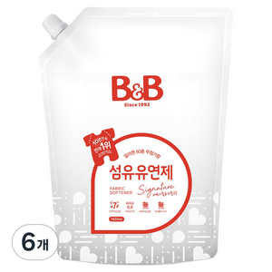 비앤비 섬유유연제 베르가못 자몽향 리필형, 1.5L, 6개