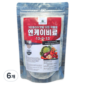 가든필리아 텃밭 모든작물용 NK 엔케이비료 관주 토양살포용 비료, 6개, 500g