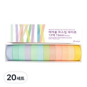 투코비 마카롱 마스킹 테이프 12색 15mm, 파스텔, 20세트