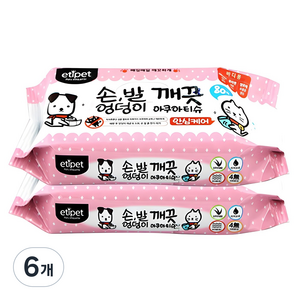 에티펫 반려동물 손발엉덩이 깨끗 아쿠아티슈, 80개입, 6개