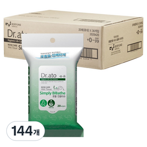 닥터아토 심플리 브리드 콧물전용 물티슈 휴대형, 60g, 20매, 144개