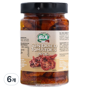 지아 썬드라이드 토마토 절임 병, 280g, 6개