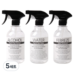 블랙건 분무기 투명 520ml 3p 세트, 라벨1화이트, 5세트