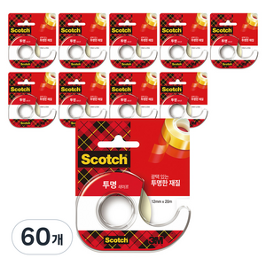 쓰리엠 스카치 투명테이프 522D 디스펜서 12mm x 20m, 60개