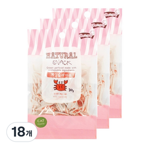 굿데이 네츄럴 스낵 고양이 간식, 게살슬라이스, 30g, 18개